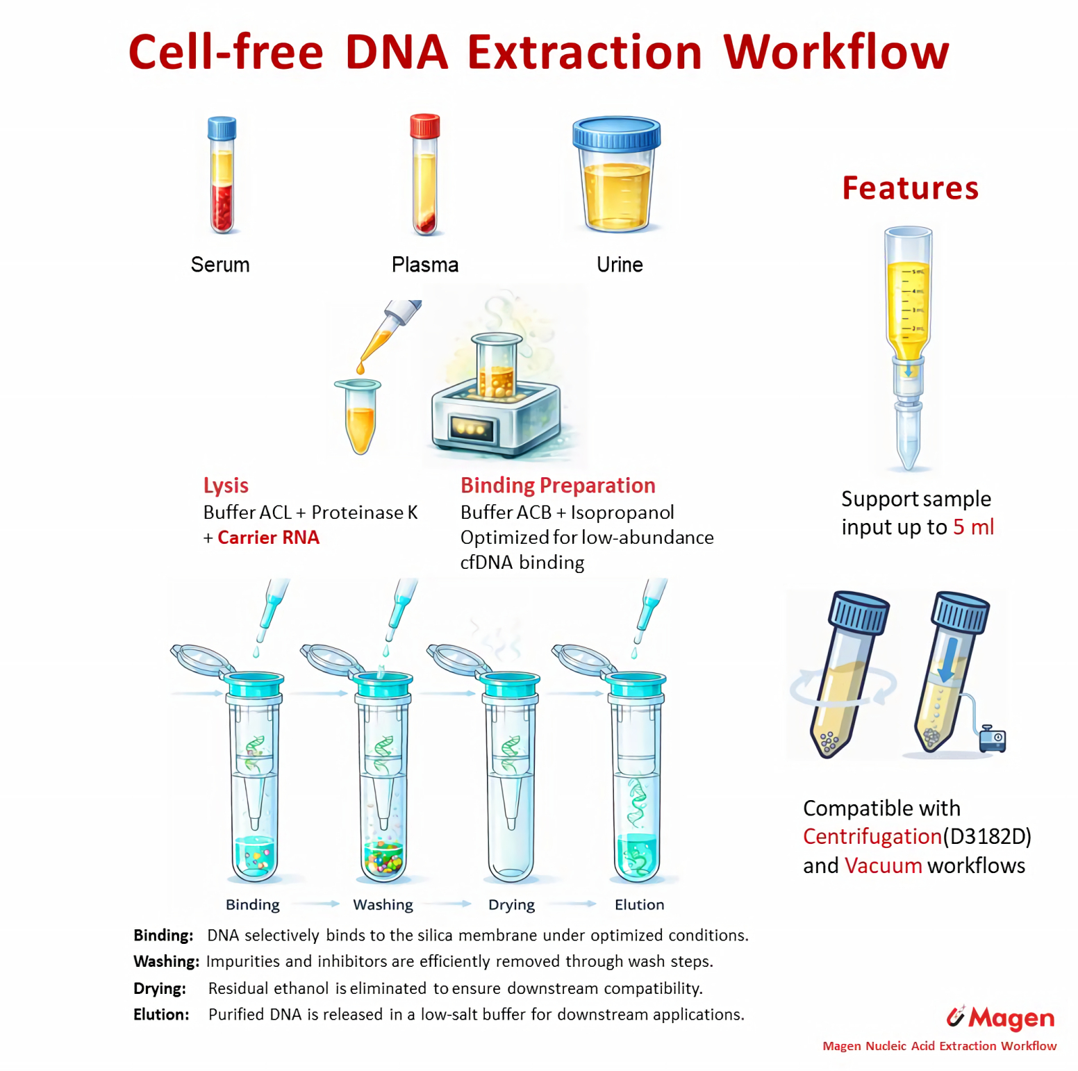 circulating DNA extraction workflow silica column plasma serum 1-5 mL