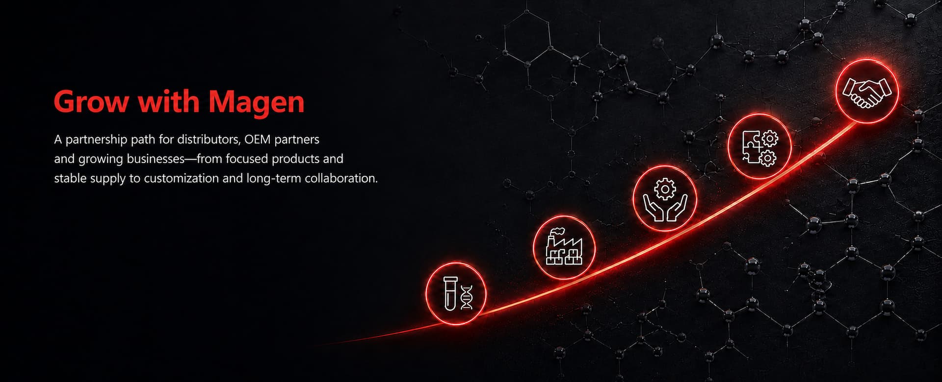 Grow with Magen through focused products, stable supply, flexible support, customization and long-term partnership