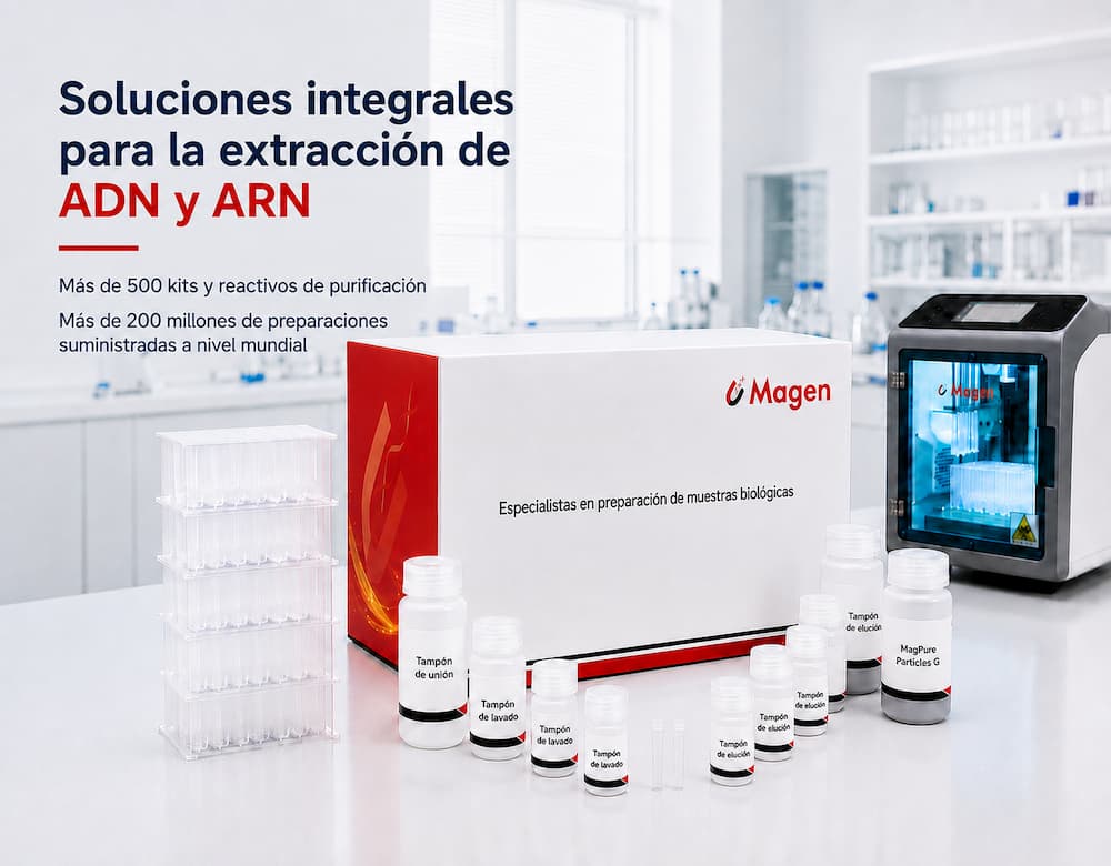 Soluciones de Magen para la extracción de ADN y ARN con kits, reactivos, placas prellenadas y equipos automatizados
